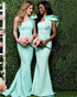 Simple Elastic Satin Bridesmaid Dresses Mermaid Stylish One Shoulder Maid of Honor Party Gowns Floor Length